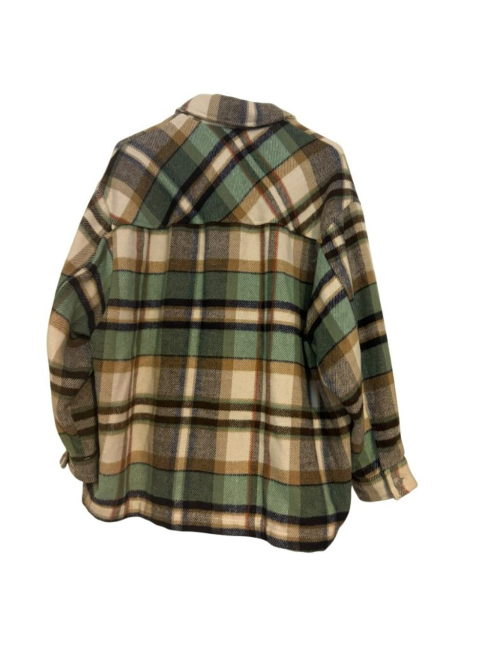 Zara Plaid Women's Shacket Oversized Button Front Shirt Jacket Size Large Green - Picture 2 of 7